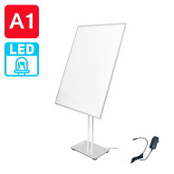 LED ポスタースタンド A1用 シルバー ポスターパネルスタンド LED看板 | ウリサポ KMA 光る看板 黒 電飾…