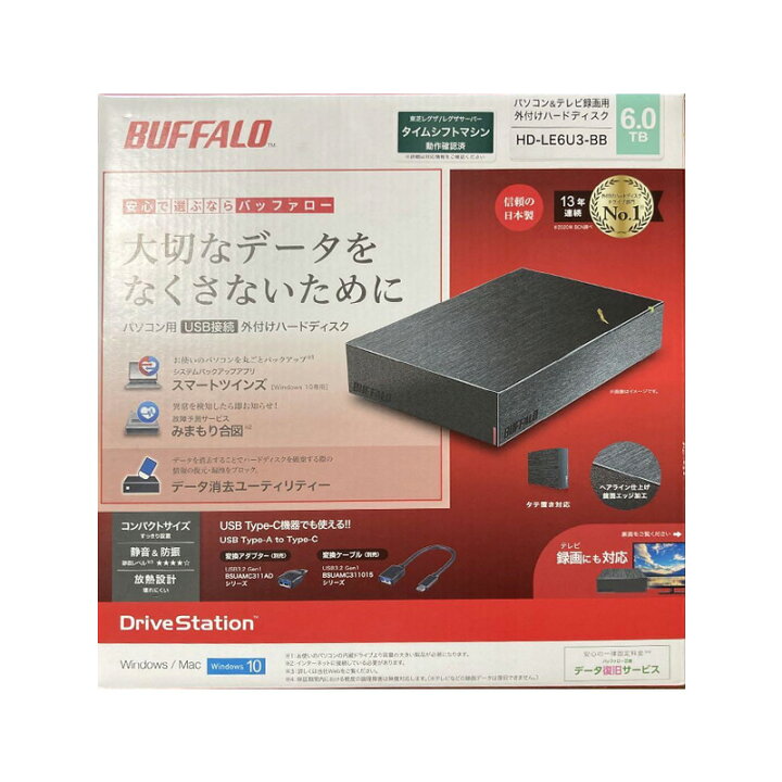 楽天市場】【土日祝発送】【新品】BUFFALO 外付けHDD ブラック 6TB HD 