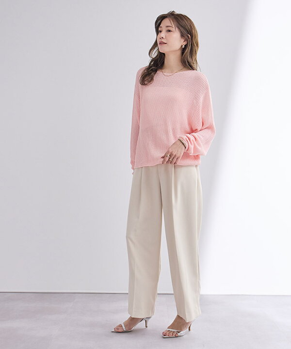 楽天市場】リネンタッチルーズニット トップス レディース ニット  