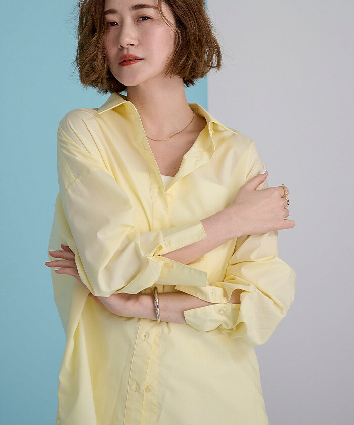 先着100名様【店内全品50%OFFクーポン】6/20 20時~■ベーシックシャツ トップス レディース シャツ ブラウス ボタン 羽織り シンプル オーバーサイズ オフィス【メール便可/100】 - メイン画像 4
