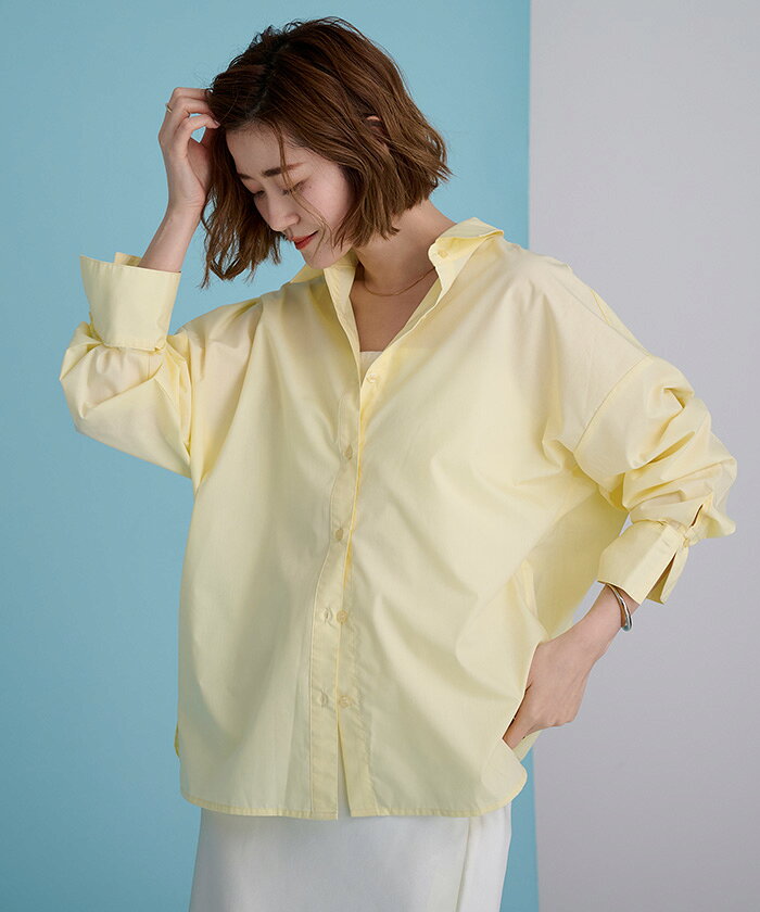 先着100名様【店内全品50%OFFクーポン】6/20 20時~■ベーシックシャツ トップス レディース シャツ ブラウス ボタン 羽織り シンプル オーバーサイズ オフィス【メール便可/100】 - メイン画像 5