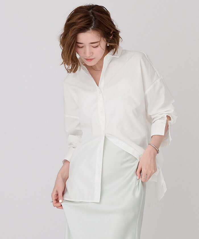 先着100名様【店内全品50%OFFクーポン】6/20 20時~■ベーシックシャツ トップス レディース シャツ ブラウス ボタン 羽織り シンプル オーバーサイズ オフィス【メール便可/100】 - メイン画像 6