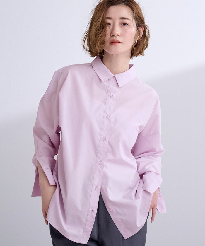 先着100名様【店内全品50%OFFクーポン】6/20 20時~■ベーシックシャツ トップス レディース シャツ ブラウス ボタン 羽織り シンプル オーバーサイズ オフィス【メール便可/100】 - メイン画像 11