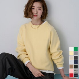 【クーポン利用で3731円】スウェットライクニット トップス レディース ニット クルーネック ボリュームスリーブ リブ シンプル