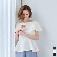 【クーポン利用で5,272円】ケープデザインペプラムトップス トップス レディース シャツ ブラウス フレア…