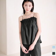 【店内全品20％OFFクーポン】4/17 9:59まで■シェルプリーツキャミトップス トップス レディース キャミ…