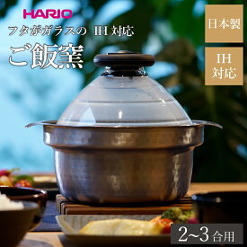 ハリオ HARIO ご飯釜 フタがガラスのご飯釜 3合炊き 雪平 直火専用 ステンレス ご飯窯 鍋 ごはん 煮物 GIS-200 ご飯鍋 日本製 2合 3合