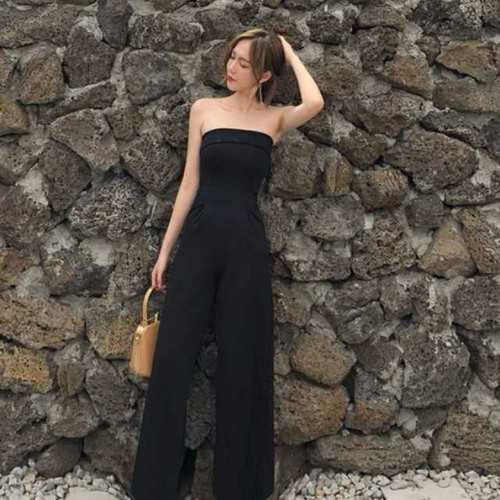 楽天市場 パーティードレス 結婚式 二次会 ワンピース チューブトップ ジャンプスーツ リゾート ワンピース レディース 黒ワンピース グリーン シック ロングジャンプスーツ 黒ジャンプスーツ Urubei 楽天市場店