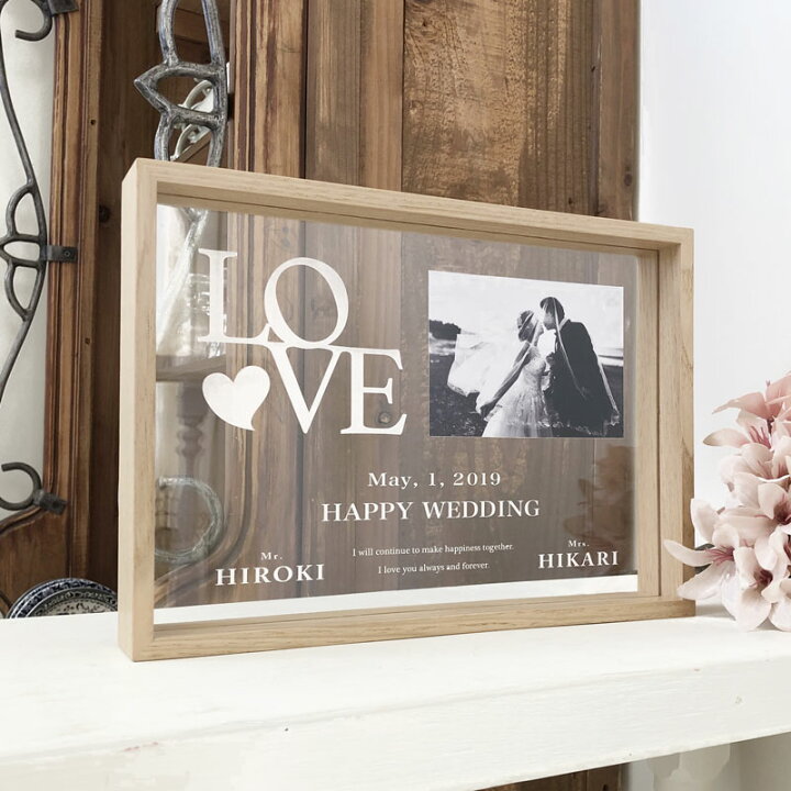 楽天市場 木製フレーム入り アクリル 写真入りウェルカムボード サイズ 送料無料 ウェディング Wedding 結婚式 新婚 プレ花嫁 ウェディング小物 ウェルカムスペース 結婚準備 二次会 前撮り ギフト 名入れ 名前入り プレゼント 記念日 シンプル オーダーメイド