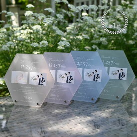 《NEW》子育て感謝状 選べる4カラー 両親贈呈品【写真入れ メッセージ入れ 無料】六角形型 アクリル製プレゼント ギフト ウェディング wedding 結婚式 ウェルカムスペース 結婚準備 前撮り フォトフレーム フォトスタンド 名入れ 名前入り 記念日 オーダーメイド