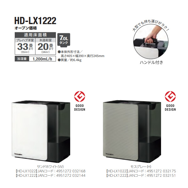 2極タイプ 【新品】ダイニチ ハイブリッド式加湿器 HD-LX1222（白