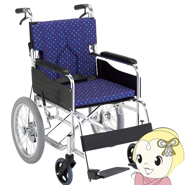 車椅子 介助式車椅子 折りたたみ 背折れ 車いす モジュールタイプ ドットネイビー マキテック SMK30-4043DN