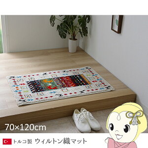 玄関マット トルコ製 ウィルトン織り 約70×120cm 抗菌防臭 消臭機能 へたりにくい アイボリー