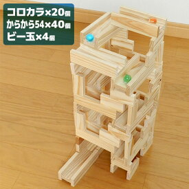 ◎コロカラつみき20P＋からからつみき54×40枚[木製 積み木 おしゃれ 知育 ビー玉 転がし 木のおもちゃ 出産祝い 木 ブロック 積木 つみき 日本製 国産 知育おもちゃ] 即納