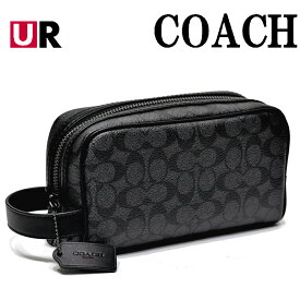 コーチ バッグ セカンドバッグ アクセサリーポーチ セカンドポーチ ポーチ メンズ レディース COACH CAR15 QBMI5 PVC シグネチャー スモール セカンドバッグ チャコール/ブラック