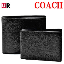 コーチ 財布 メンズ 折り財布 二つ折り 二つ折り財布 財布 折りたたみ財布 ミニ財布 メンズ アウトレット COACH CR911 BLK ID パスケース付き スムース カーフ レザー 本革 ブラック