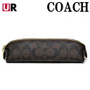 コーチ ペンケース ペンシルケース 筆箱 バッグ 化粧ポーチ 化粧ブラシケース レディース アウトレット COACH C6333 FC6333 IMAA8 シグネチャー キャンバス ブラウン/ブラック こげ茶色/黒