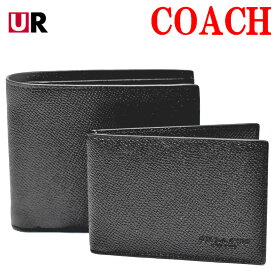 コーチ 折り財布 二つ折り 二つ折り財布 財布 折りたたみ財布 ミニ財布 メンズ アウトレット COACH CR899 BLK ID パスケース付き クロスグレイン レザー 本革 ブラック