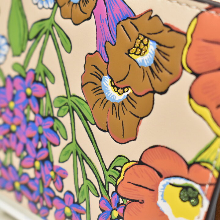 COACH コーチ 折り財布 花柄 カラフル フラワー アイボリー 二つ折り 