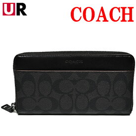 コーチ 財布 長財布 メンズ ラウンドファスナー COACH アウトレット F25517 25517 N3A PVC シグネチャー アコーディオン ジップアラウンド ファスナー ブラック/ブラック 黒