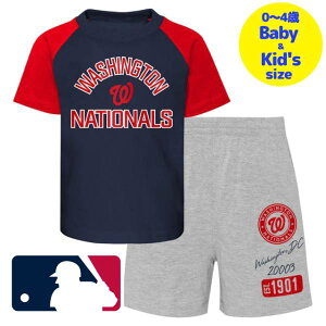 �y���������z�y�x�r�[�E�L�b�Y�T�C�Y�i0-4�Ηp�j�z MLB�I�t�B�V���� �L�b�Y�p�㉺2�_�Z�b�g�A�b�v �q���p�㉺�Z�b�g ���V���g���E�i�V���i���Y Washington Nationals T-Shirt and Shorts Set