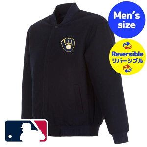 �y���������z MLB���� ���W���[���[�O �����Y �X�^�W���� �o�[�V�e�B�W���P�b�g ���o�[�V�u���A�E�^�[ �W�����p�[ �~���E�H�[�L�[�E�u�������[�Y Milwaukee Brewers Reversible Wool Jacket