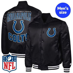 yz NFL Atg Y X^W AE^[ WPbg Wp[ G-III Sports by Carl Banks CfBAi|XERc Indianapolis Colts Adaptive Team Graphic Satin Full-Snap Varsity Jacket