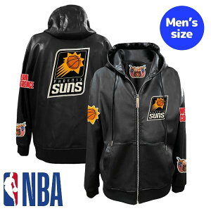 �y���������z NBA���� �����Y �p�[�J�[ �t�[�f�B�[ �����g�b�v�X �W�b�v�A�b�v�p�[�J�[ �W�F�t�E�n�~���g�� Jeff Hamilton �t�F�j�b�N�X�E�T���Y Phoenix Suns Vegan Leather Full-Zip Hoodie