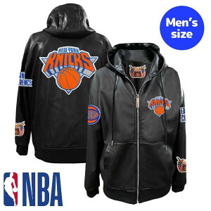 �y���������z NBA���� �����Y �p�[�J�[ �t�[�f�B�[ �����g�b�v�X �W�b�v�A�b�v�p�[�J�[ �W�F�t�E�n�~���g�� Jeff Hamilton �j���[���[�N�E�j�b�N�X New York Knicks Vegan Leather Full-Zip Hoodie
