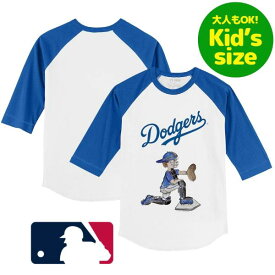 【送料無料+割引クーポン】【大人もOK★キッズサイズ】 MLBオフィシャル キッズ用七分袖Tシャツ 子供用トップス 大谷翔平 山本由伸 ロサンゼルス・ドジャース Los Angeles Dodgers Tiny Turnip Raglan T-Shirt