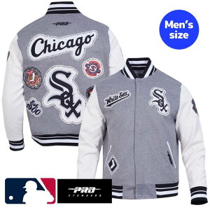 �y���������z MLB���� ���K�i �����Y �A�E�^�[ �X�^�W���� �W���P�b�g �V�J�S�E�z���C�g�\�b�N�X CHICAGO WHITE SOX DIY PICK STITCH MEN'S RIB WOOL VARSITY JACKET �v���X�^���_�[�h Pro Standard