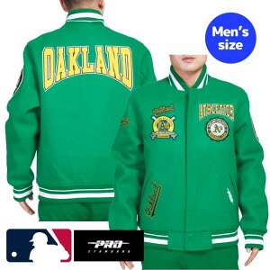 �y���������z MLB���� ���K�i �����Y �A�E�^�[ �X�^�W���� �W���P�b�g �I�[�N�����h�E�A�X���`�b�N�X OAKLAND ATHLETICS CREST EMBLEM RIB WOOL VARSITY JACKET �v���X�^���_�[�h Pro Standard