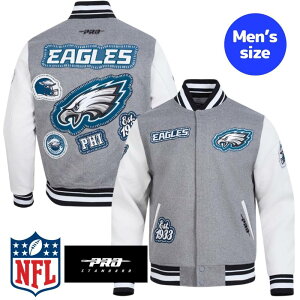 �y���������z NFL���� ���K�i �����Y �A�E�^�[ �X�^�W���� �W���P�b�g �t�B���f���t�B�A�E�C�[�O���X PHILADELPHIA EAGLES DIY PICK STITCH MEN'S RIB WOOL VARSITY JACKET �v���X�^���_�[�h Pro Standard