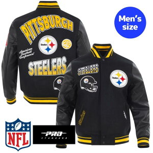 �y���������z NFL���� ���K�i �����Y �A�E�^�[ �X�^�W���� �W���P�b�g �s�b�c�o�[�O�E�X�e�B�[���[�Y PITTSBURGH STEELERS TURN IT UP MEN'S RIB WOOL VARSITY JACKET �v���X�^���_�[�h Pro Standard
