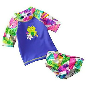 【ニコニコ割引対象】【送料無料】 カーターズ carter's 女の子ブルーパープルカエルちゃん&カラフルサーフボードラッシュガード上下2点セット 出産祝い 水着 【あす楽対応】【楽ギフ_包装