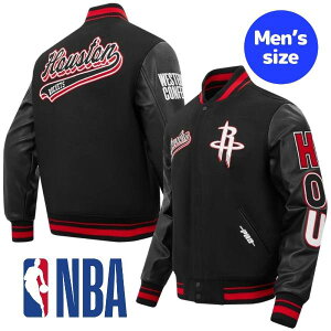 �y���������z Pro Standard �v���X�^���_�[�h NBA���� �����Y �A�E�^�[ �o�[�V�e�B�W���P�b�g �X�^�W���� �W�����p�[ �q���[�X�g���E���P�b�c HOUSTON ROCKETS SCRIPT TAIL RIB WOOL VARSITY JACKET