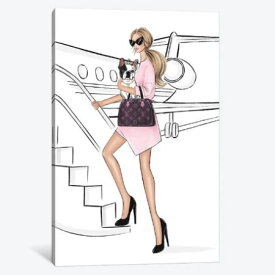【送料無料+割引クーポン】 お洒落なオマージュアート Blonde Girl With Dog And Airplane ルイ・ヴィトン Louis Vuitton キャンバスアート 絵画 インテリア 模様替え
