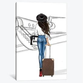 【送料無料+割引クーポン】 お洒落なオマージュアート Travel By Airplane Brunette Girl ルイ・ヴィトン Louis Vuitton キャンバスアート 絵画 インテリア 模様替え