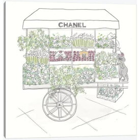 【送料無料+割引クーポン】 米国発のお洒落なブランドオマージュアート Chanel Flower Cart Cats White And Black シャネル CHANEL キャンバスアート 絵画 インテリア 模様替え
