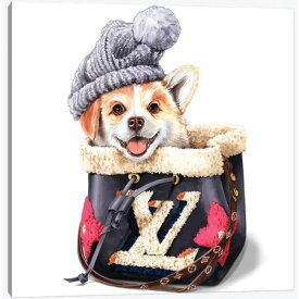 【送料無料+割引クーポン】 米国発のお洒落なブランドオマージュアート Corgi In Hat And LV Bag ルイ・ヴィトン Louis Vuitton キャンバスアート 絵画 インテリア 模様替え 引越し祝い 新築祝い