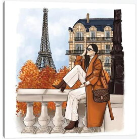 【送料無料+割引クーポン】 米国発のお洒落なブランドオマージュアート Fashion Fall Girl In Paris ルイ・ヴィトン Louis Vuitton キャンバスアート 絵画 インテリア 模様替え