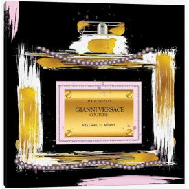 【送料無料+割引クーポン】 米国発のお洒落なブランドオマージュアート Gianni Couture Perfume Bottle Pink On Black ヴェルサーチ VERSACE キャンバスアート 絵画 インテリア