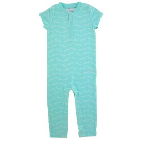 【半額セール★50%OFF】【ニコニコ割引対象】 Calvin Klein カルバンクライン 女の子用Calvin Klien総柄足なしカバーオール（Teal Chevron） ロンパース ボディスーツ 下着 肌着 出産祝い パジャマ