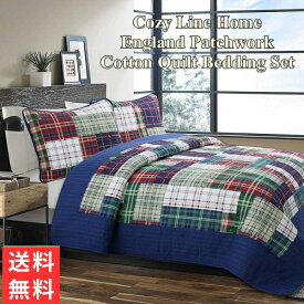 【送料無料】 Cozy Line Home コージーライン ホーム Englandリバーシブルベッドキルトセット パッチワーク花柄ベッドカバー ベットカバー ベットキルト 枕カバー 寝具 布団カバー