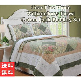【送料無料+割引クーポン】 Cozy Line Home コージーライン ホーム Williamsburg Forestリバーシブルベッドキルトセット 花柄ベッドカバー ベットカバー 寝具 布団カバー