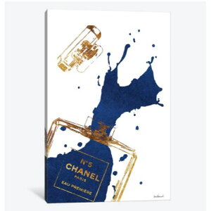�y���������z �č����̂������ȃu�����h�I�}�[�W���A�[�g Gold Perfume Bottle With Navy Blue Splash �V���l�� CHANEL �L�����o�X�A�[�g �G�� �͗l�ւ� ���z���j�� �V�z�j��