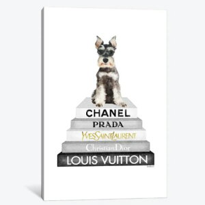 �y���������z �č����̂������ȃu�����h�I�}�[�W���A�[�g Grey Fashion Books With Mini Schnauzer ���B�g�� Vuitton �L�����o�X�A�[�g �G�� �͗l�ւ� ���z���j�� �V�z�j��