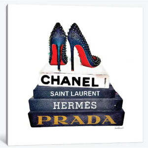 �y���������z �č����̂������ȃu�����h�I�}�[�W���A�[�g Stack Of Fashion Books With Spiked Shoes �V���l�� CHANEL �L�����o�X �G�� �C���e���A �͗l�ւ� ���z���j�� �V�z�j��