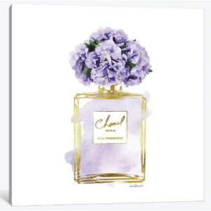 �y���������z �č����̂������ȃu�����h�I�}�[�W���A�[�g Gold And Purple Perfume Bottle With Purple Peonies �V���l�� CHANEL �L�����o�X�A�[�g �G�� �C���e���A