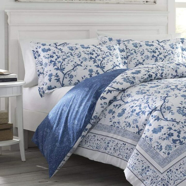 楽天市場 送料無料 最大6 割引クーポン ダブル クイーン ローラアシュレイ Laura Ashley Charlotte Collection China Blue 掛け布団カバー2点セット 花柄布団カバー Duvet 枕カバー 掛けふとんカバー Usキッズウェア楽天市場店